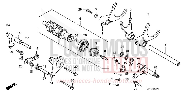 SCHALTTROMMEL/GEARSHIFTFORK von CB1300 Super Bold'or ABS PEARL SUNBEAM WHITE (NHA66KF) von 2009